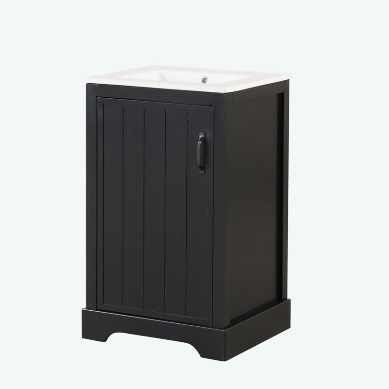 Meuble-lavabo de 20 po avec lavabo, Noir, noir, noir, noir