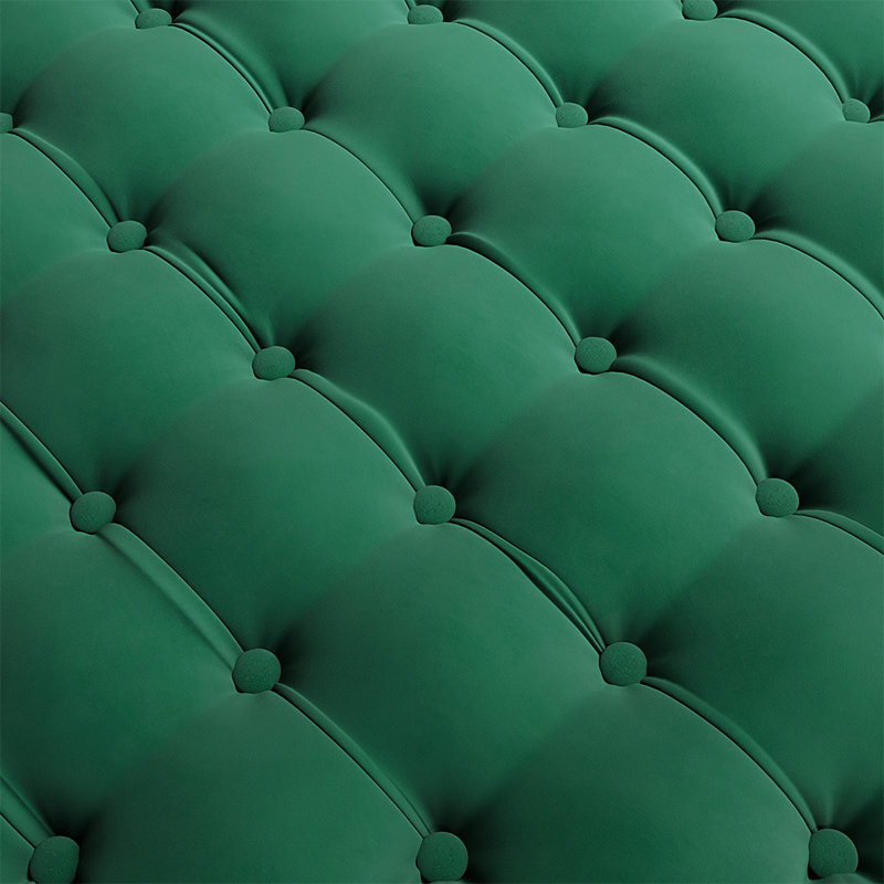 Silkleaf 92Cm Wide Velvet Tufted Square Cocktail Ottoman, Green