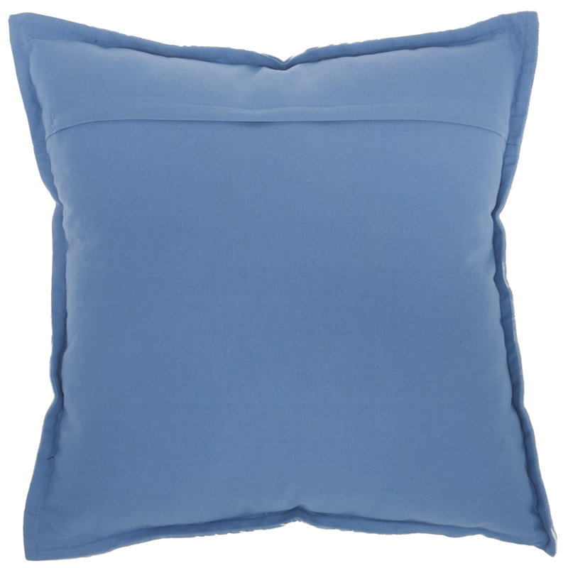Housse de coussin en coton Arielle, Géométrique bleu 1, H 18 po x l 18 po
