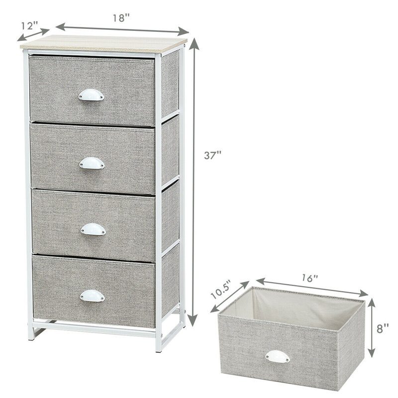 Whitesburg 18'' W 4 - Drawer Dresser, Gray