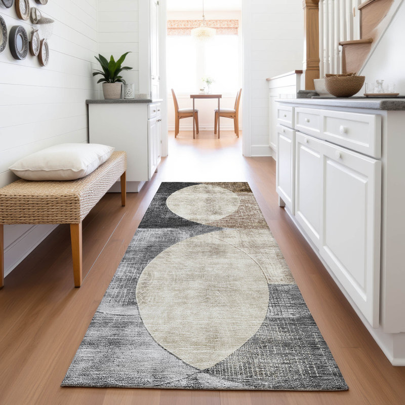 Premium Machine Washable Alves AMF1140 Geometric Rug, Runner 2'3" x 7'6"