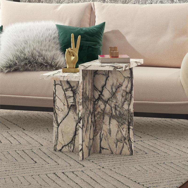 Brielle 27'' Onyx Faux Marble Accent Table