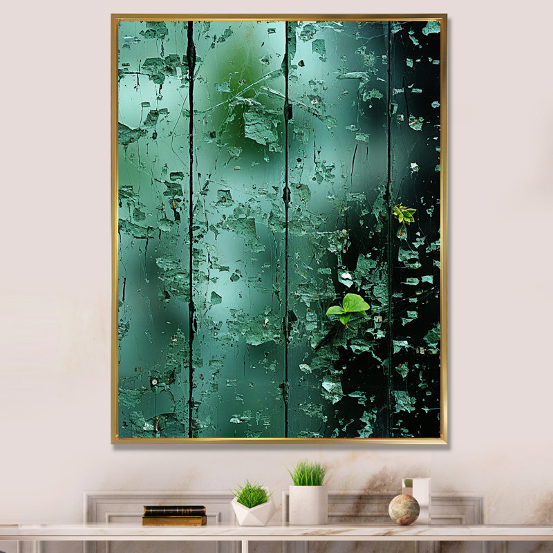 «Abstract Jungle Gardens Window View - Jungle», art mural, Cadre flottant doré, H 20 po x l 12 po x P 1 po