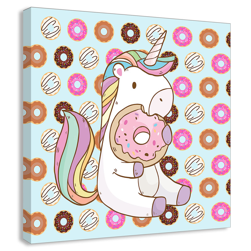 Donut Unicorn Wall Decal, 16" H x 16" W x 1.5" D, Canvas