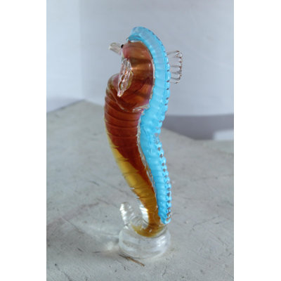 NIFAO Glass Seahorse Figurine Hand Blown Art Glass Coastal Decor 4" x 4" x 10"H