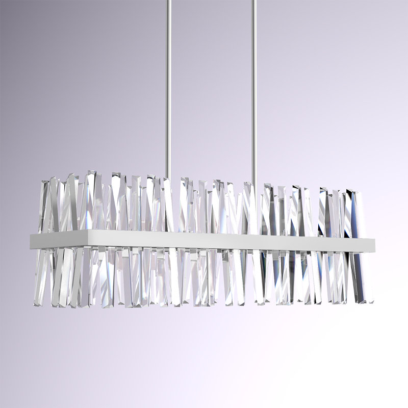 Lustre linéaire en métal Athol avec détails en cristal, H 12 po x l 30 po x P 12 po, Chrome, 16