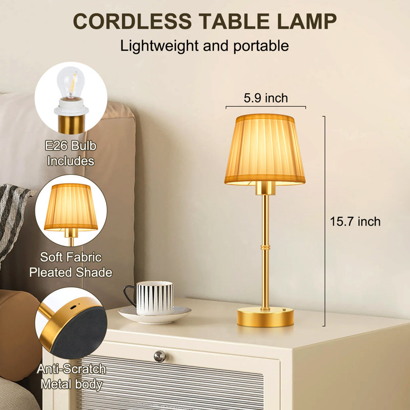 Modern Table Lamp Bedside Standard Dimmable Rechargeable 5000mah Battery Operated Touch Control 