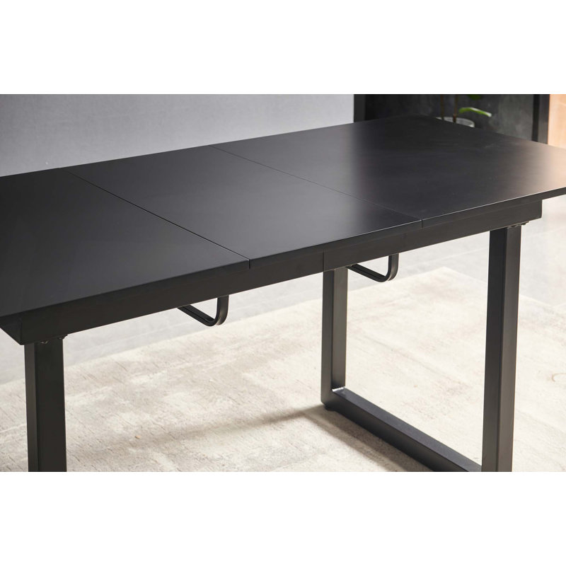 Table de salle à manger extensible, Noir, Noir, H 29,13 po x l 70,86 po x P 31,49 po