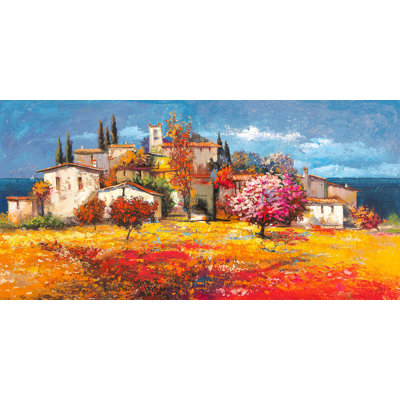Village On The Sea by Luigi Florio - Wrapped Canvas Painting