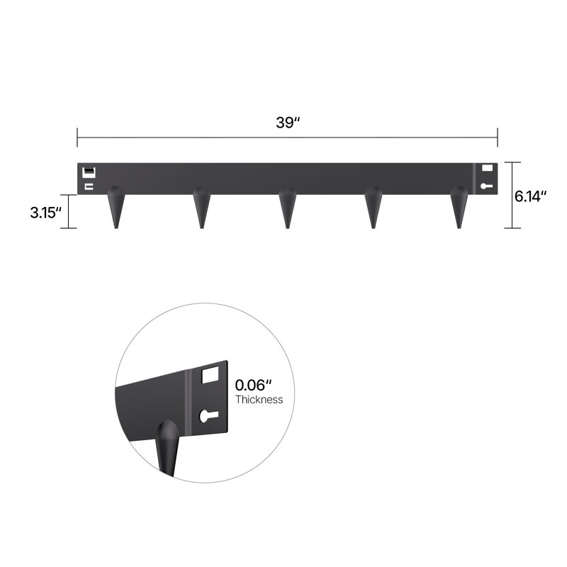 Bordure de bordure en acier antirouille 39 po, H 0,5 pi x l 3,25 pi, Noir