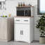 Armoire de cuisine en bois avec support à micro-ondes et tiroir de rangement, conception moderne pour une utilisation efficace de l'espace