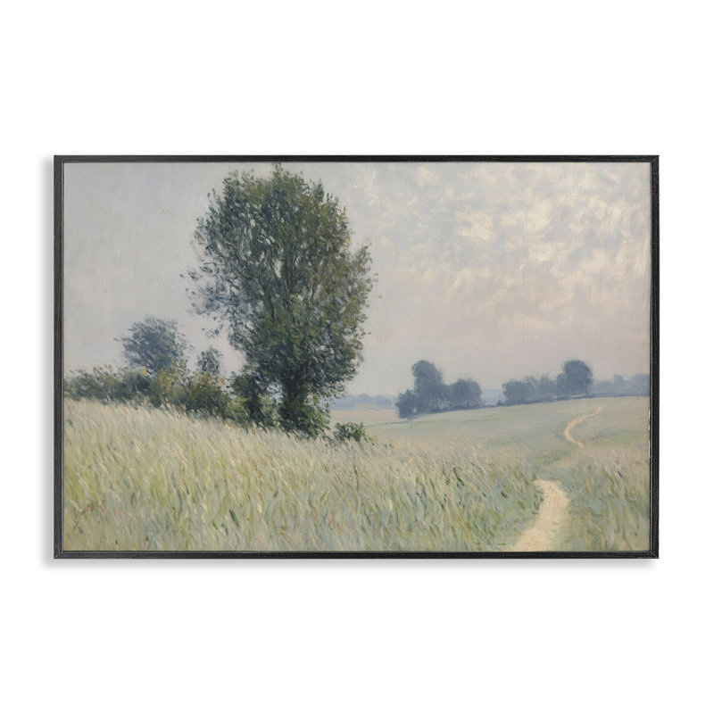 «Tall Grass Grass in Field Field», dessin par Petal Prints Design, H 12 po x l 18 po, Giclée encadrée noir minuit