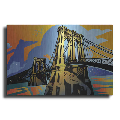 Winston Porter «Brooklyn Bridge» par David Chestnutt, art mural en métal