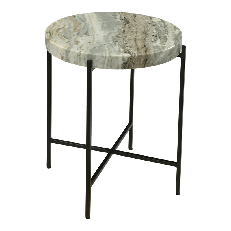 Cirque Marble End Table, Light Brown