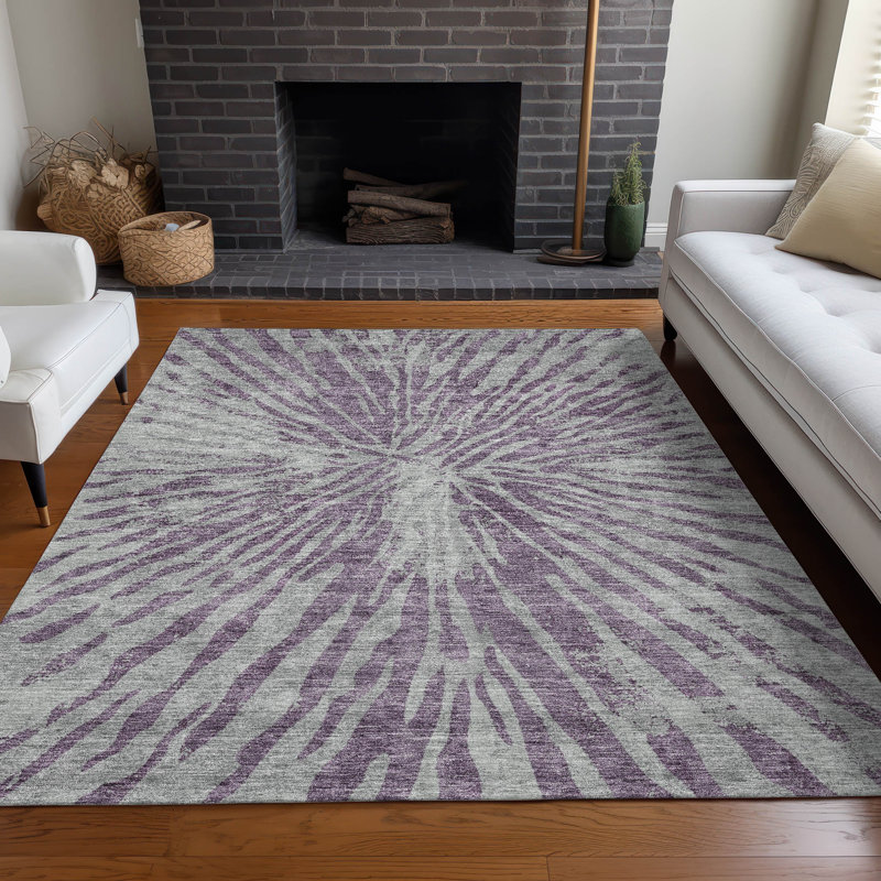 Premium Machine Washable Prisco Purple Rug, Rectangle 9' x 12'