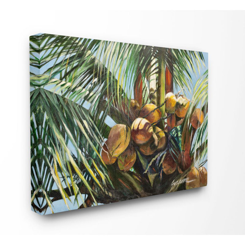 « tropical palm, jaune vert jaune », reproduction d’art, Toile tendue, H 24 po x l 30 po x P 1,5 po