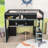 Modern Loft Bed with Built-in Desk, Pegboard Organizer, LED Lighting and Storage Shelves-715236149-715236154