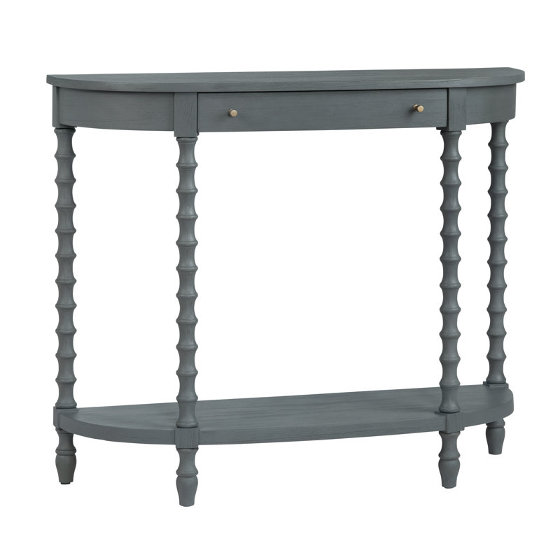 40 In. Gray Solid Wood 1 Drawer Accent_Console_Sofa Table