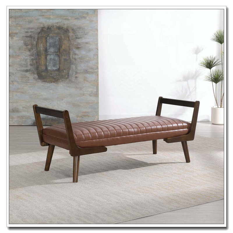 52" Upholstered Bench, Cognac