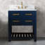 Meuble-lavabo de comptoir en marbre blanc Carrara de 30 po Doucette bleu Monarch avec robinet