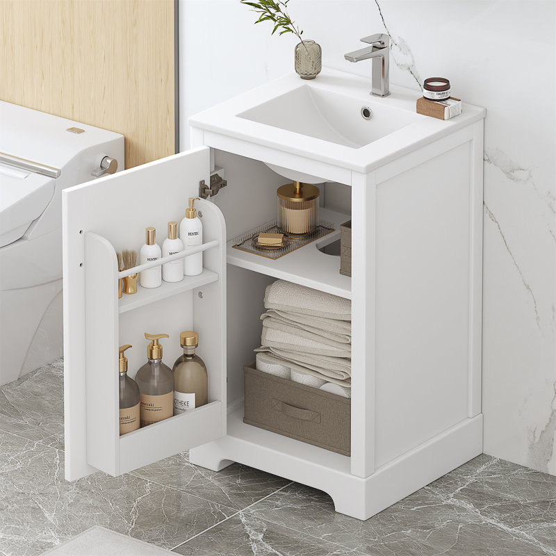 20"W Freestanding Athroom Vanity With Sink Top, White