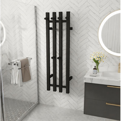 4-Pole Square Wall Mounted Electric Towel Heater,Electric Towel Warmer for Bathroom, Heated Towel Rack With Timer