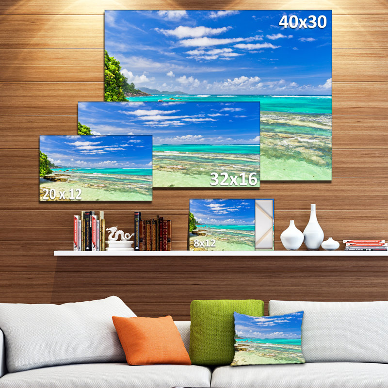 Tranquil Seychelles Tropical Beach Landscape Canvas Print, 20x12