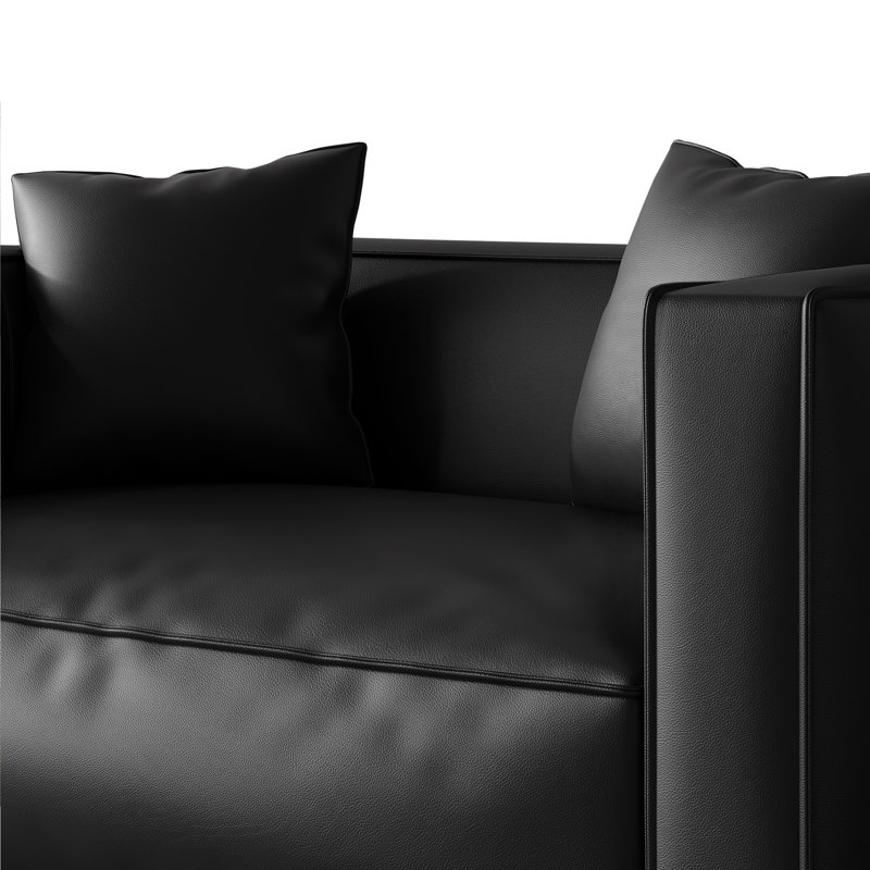 PU Leather Upholstered Loveseat, Black