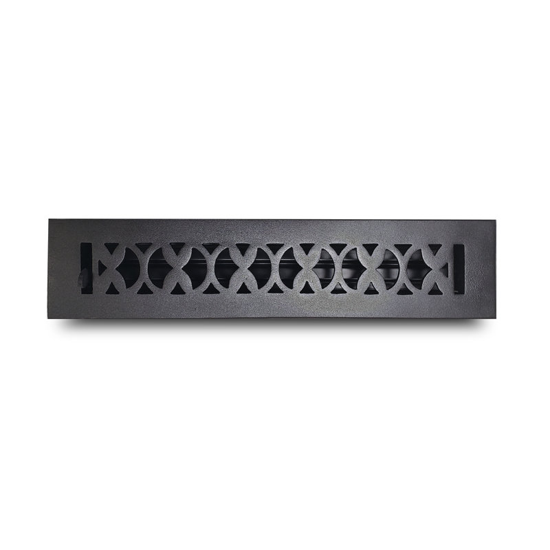 Taille de registre de la plaque de ventilation de plancher avec plaque supérieure de l'amortisseur, Noir, 2 po x 14 po