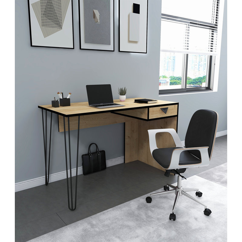 Aidric Computer Desk, Sapphire Oak/Black
