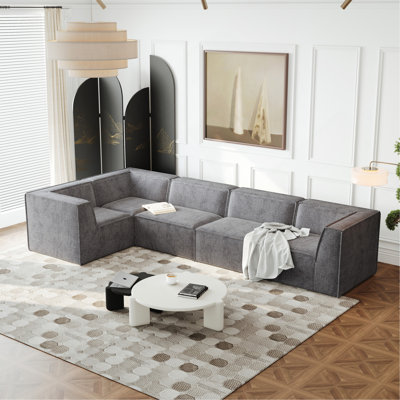 106*106" Chenille Modular L Shaped Sectional Sofa