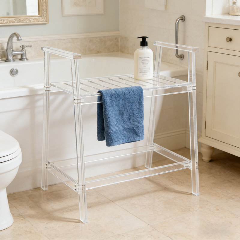 Clear Acrylic Shower Stool, Bathroom Bench