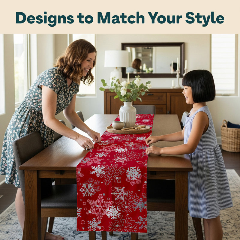 Eustis Geometric Table Runner, 72" L x 12" W, Red