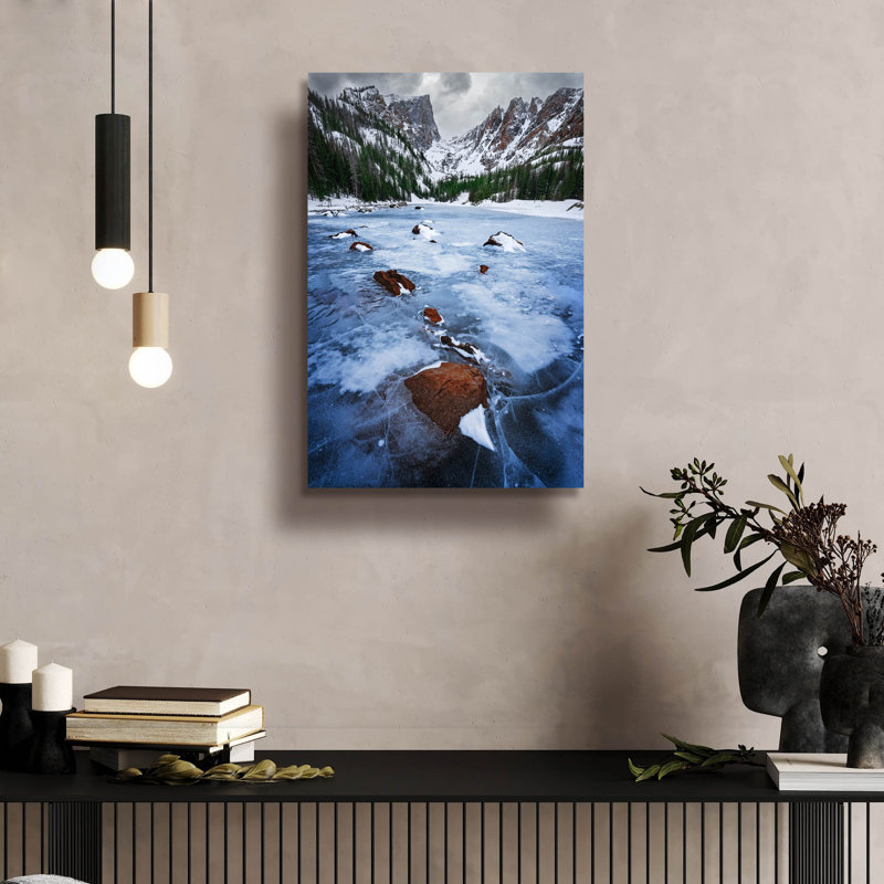 Art mural en verre «A Winters Dream» par Rick Berk, H 24 po x l 16 po x P 0,2 po