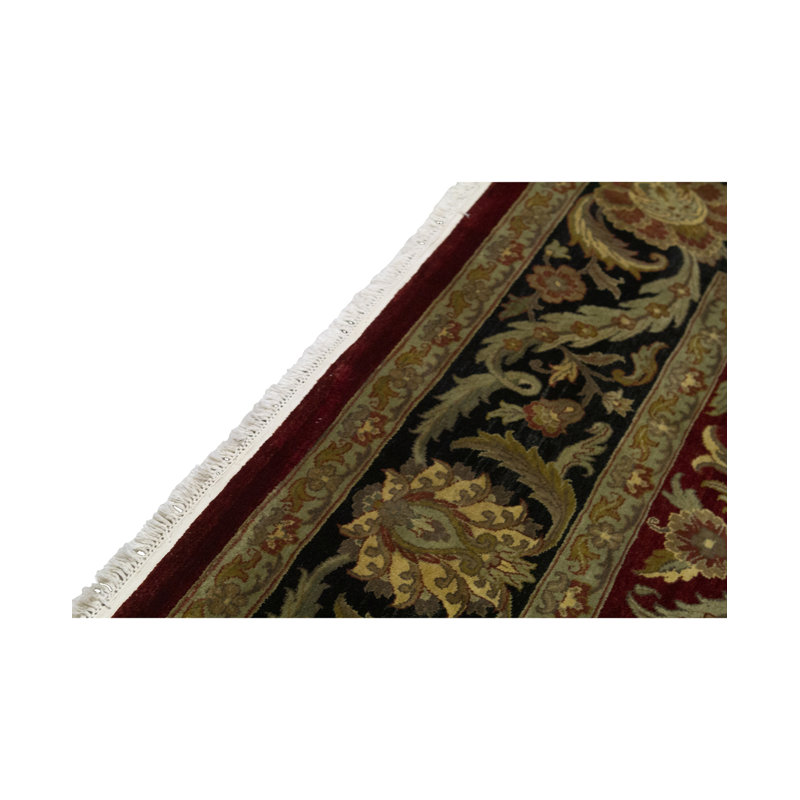 Tapis rouge et noir noué à la main de haute qualité