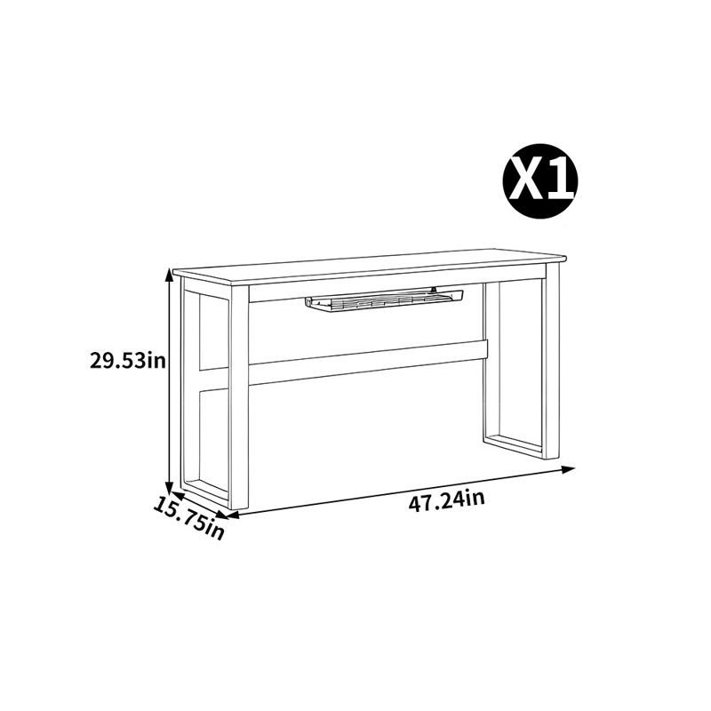 Bureau en bois massif de style italien, H 29,53 po x l 47,24 po x P 15,75 po
