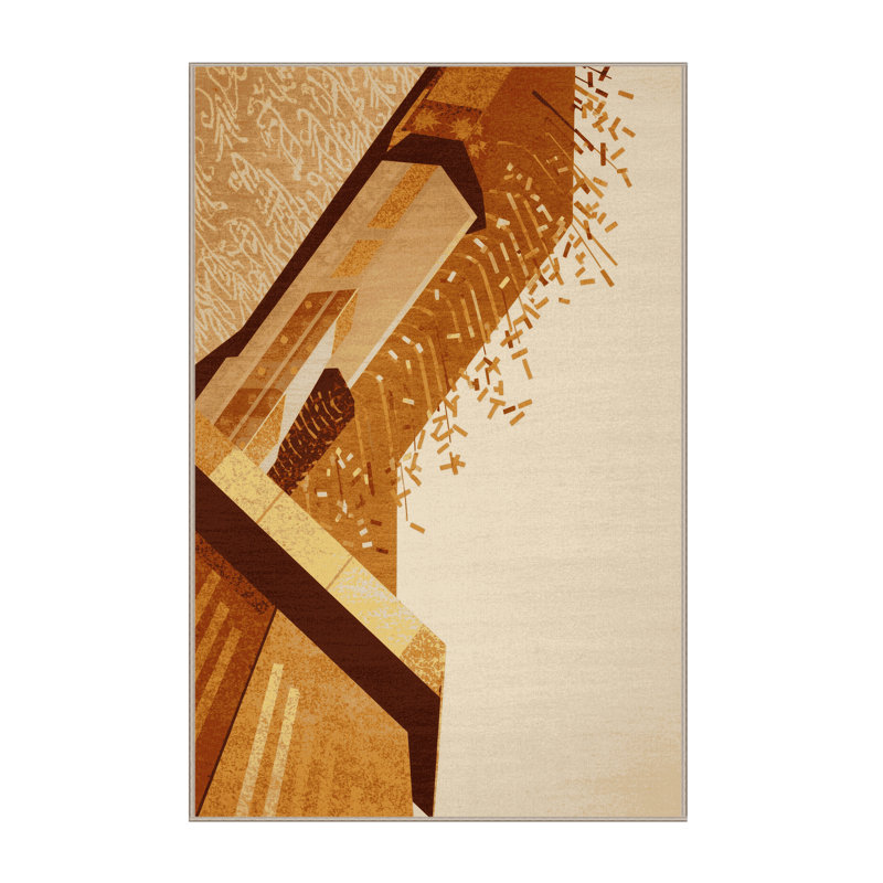 Soft Plush Eckman Parade Float Modern Abstract Area Rug in Beige – Beige Binding, 2x5