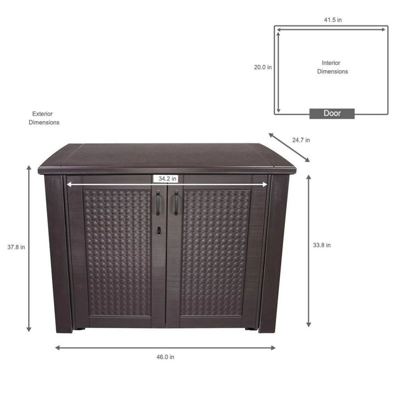 CG INTERNATIONAL TRADING 46'' W 123 Gallons Water Resistant Resin Lockable Deck Box in Brown