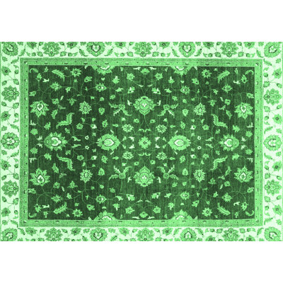 Tapis vert / noir en laine et polyester tissé à la machine 2 pi x 5 pi Handy