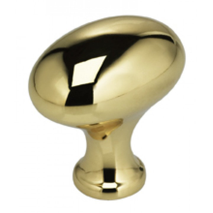 Classic & Modern Oval Knob, Bright Brass, 1.375" H x 1.375" W x 1.5" D