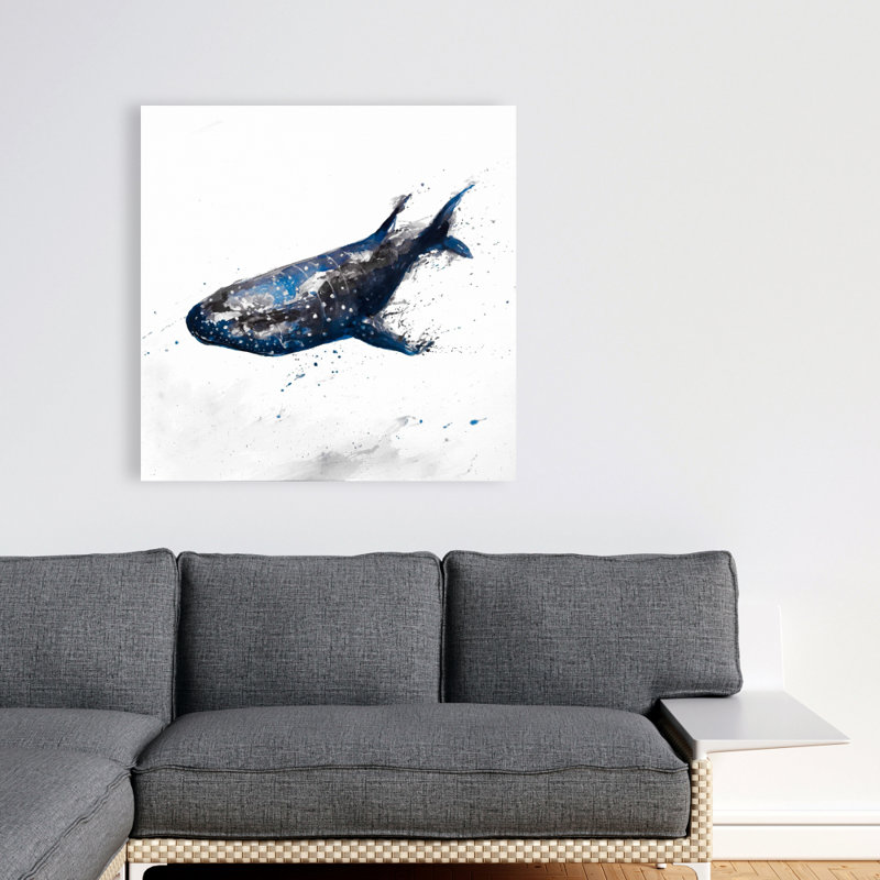 Abstract whale shark - Bathroom Blue canvas for home decor