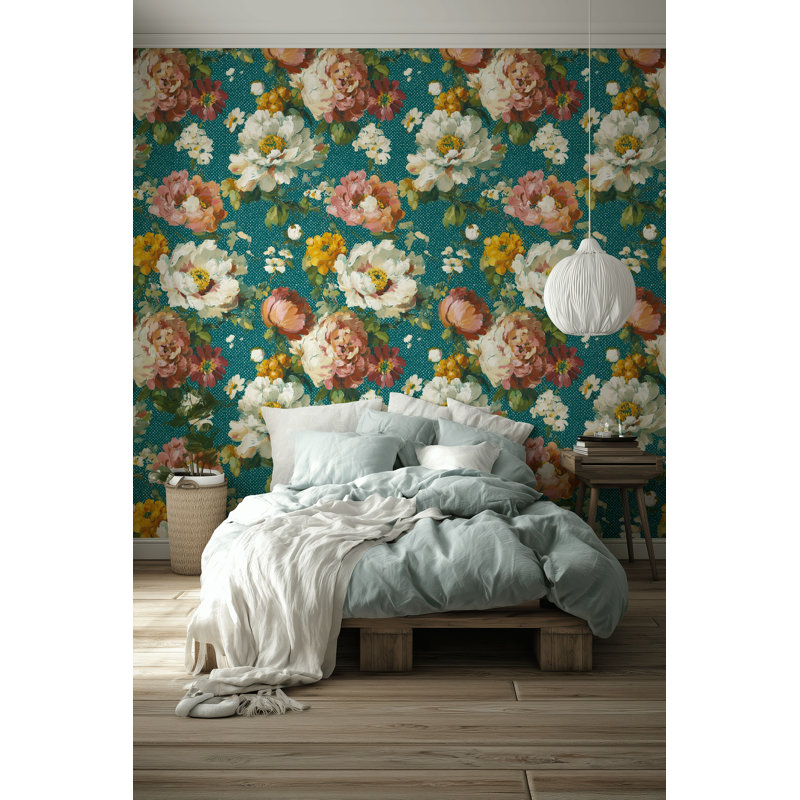 Papier peint floral rétro
