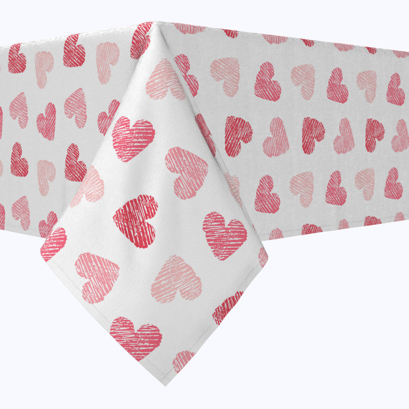 Elliyah  Rectangular Tablecloth, 100% Cotton, Valentine's Shaded Hearts, 84" x 52"