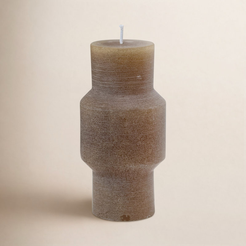 Unscented Totem Pillar Candle, Greige