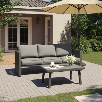 Ensemble de conversation pour patio avec coussins 3 personnes Harloe