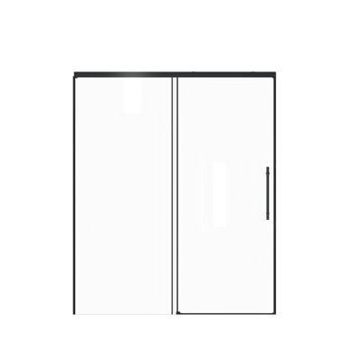 Porte de douche coulissante sans cadre 48 po x 72 po, verre trempé transparent, poignée en acier inoxydable