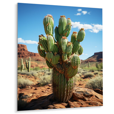 Cactus vert bleu, «Desert Guardian Organ I», impressions murales florales et botaniques en métal