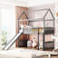 Lit mezzanine simple avec glissade Conception ludique pour le divertissement. Structure solide en gris. Matériaux longévité