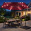 Parasol de patio en porte-à-faux décalé de 10 pi, lumières chaudes à économie d'énergie à DEL à énergie solaire, auvent imperméable résistant à la décoloration UV50 + et cadre résistant à la rouille-1589002736