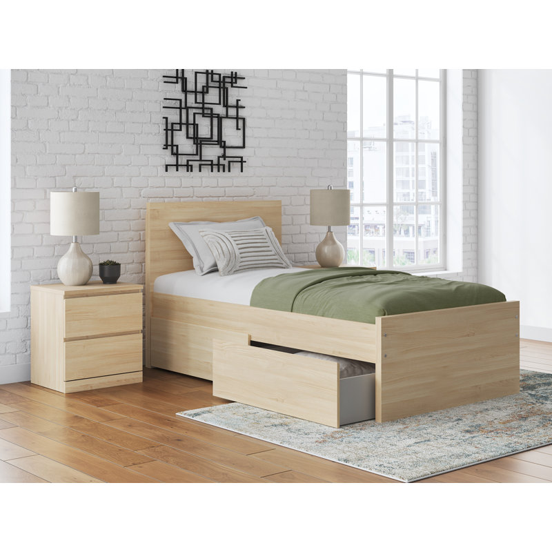 Lit plateforme Dunagan, Beige, Lit simple